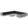 vidaXL 12-delige Loungeset met kussens poly rattan donkergrijs