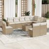 vidaXL 11-delige Tuinset met kussens poly rattan beige