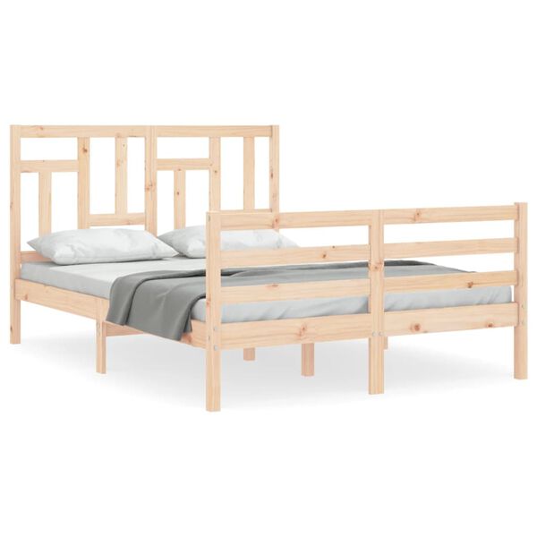vidaXL Bedframe met hoofdbord massief hout 140x190 cm