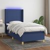 vidaXL Boxspring met matras en LED stof blauw 90x190 cm
