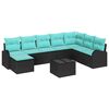 vidaXL Bankstel 9 st Zwart en Turquoise poly rattan