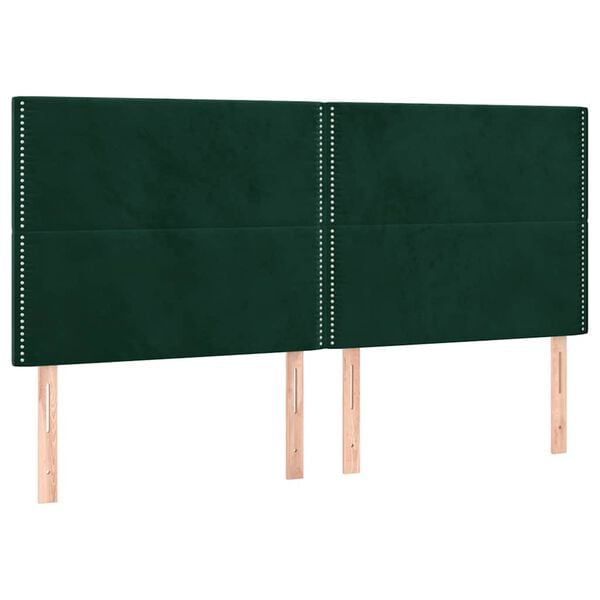 vidaXL Hoofdbord donkergroen 200x5x118/128 cm fluweel