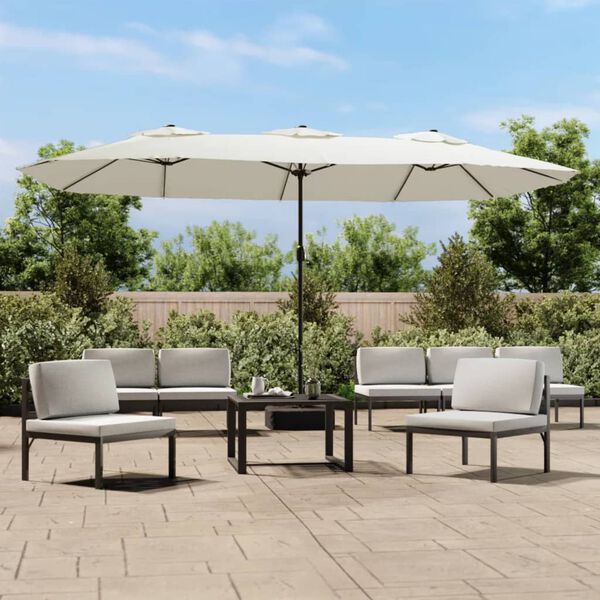 vidaXL Parasol dubbel 449x265 cm zandwit