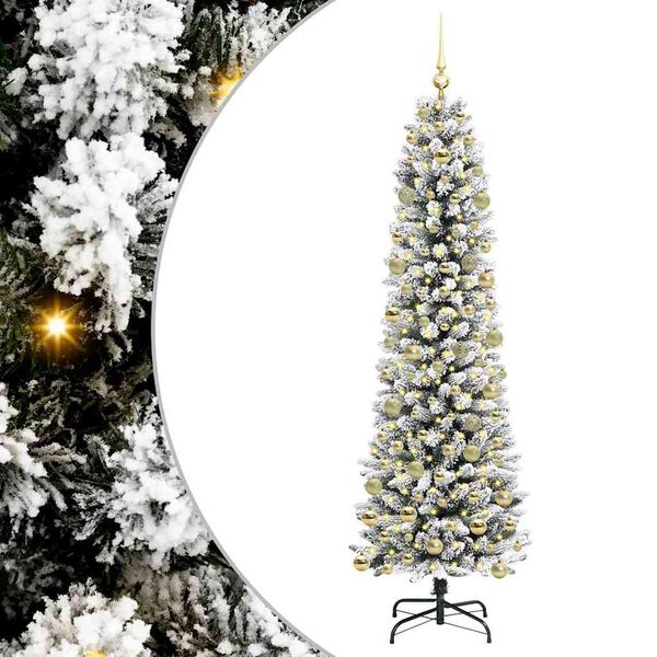 vidaXL Kunstkerstboom met 300 LED Wit 210 cm PVC en Metaal en Plastic