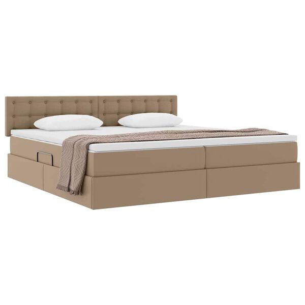 vidaXL Opslag bed met matras Cappuccino 200 x 200 cm Nep Leer
