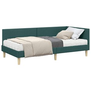 vidaXL Hoekbedframe met Matras 2 st Donkergroen 80 x 200 cm Stof