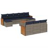 vidaXL 11-delige tuinbankset met kussens, grijs polyrotan