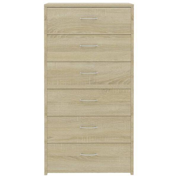 vidaXL Dressoir met 6 lades 50x34x96 cm bewerkt hout sonoma eikenkleur