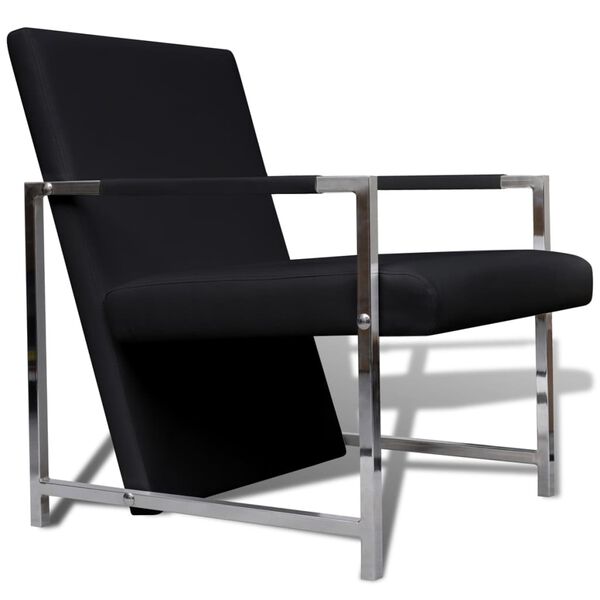 vidaXL Fauteuils 2 st met chroom frame kunstleer zwart