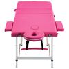 vidaXL Massagetafel inklapbaar 3 zones aluminum roze