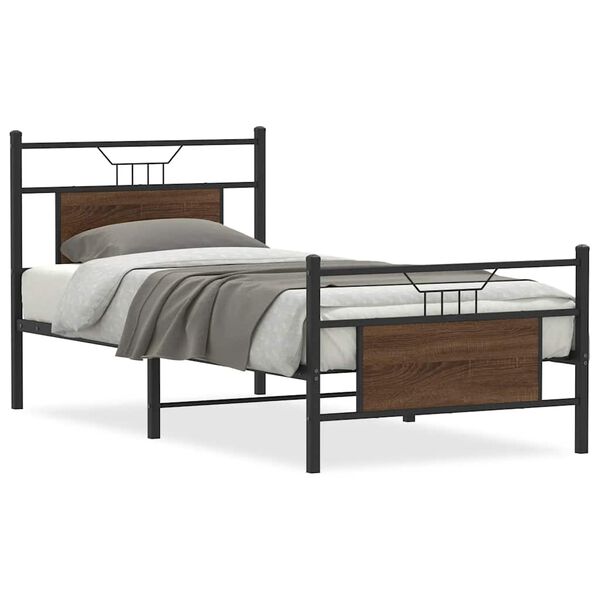 vidaXL Bedframe zonder matras bewerkt hout bruin eikenkleur 90x190 cm