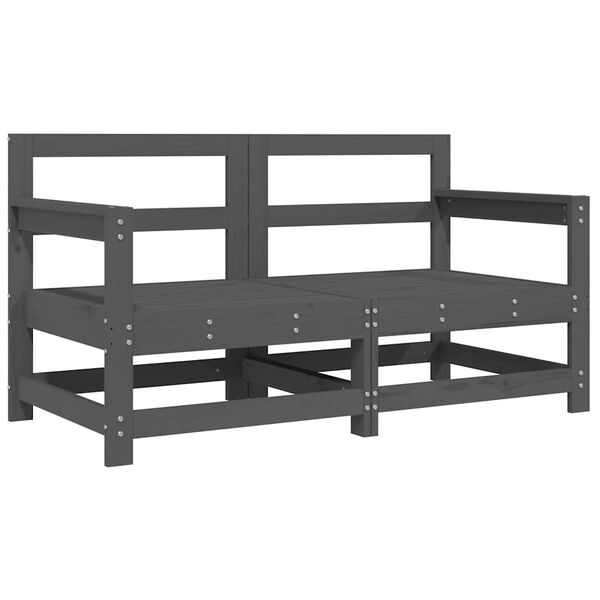 vidaXL Tuinstoelen 2 st met kussens massief grenenhout grijs