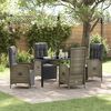 vidaXL Tuin eettafelset met kussen 5 pcs Grijs poly rattan