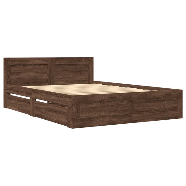 vidaXL Bedframe met hoofdeinde bewerkt hout bruineikenkleur 140x200 cm