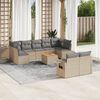 vidaXL 10-delige Loungeset met kussens poly rattan gemengd beige