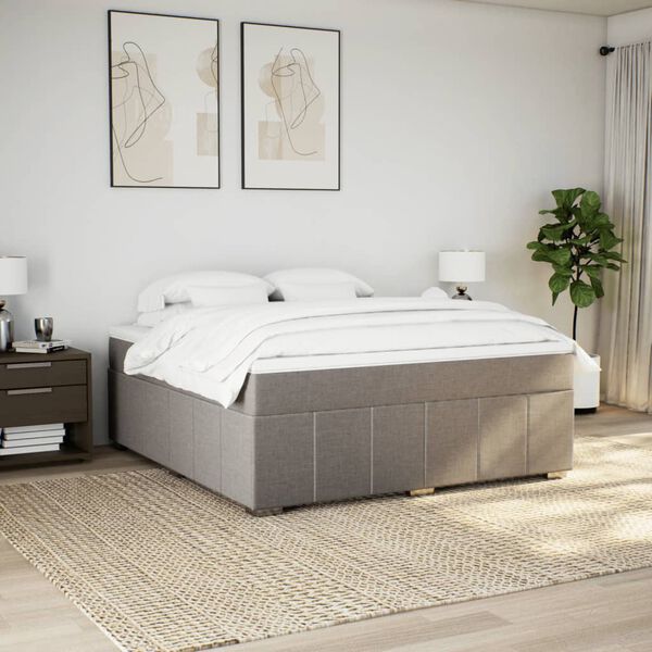 vidaXL Boxspring met matras stof taupe 180x200 cm
