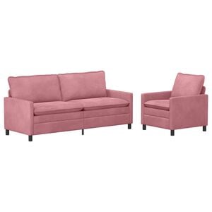 vidaXL Bankstel 2 st Roze Fluweel