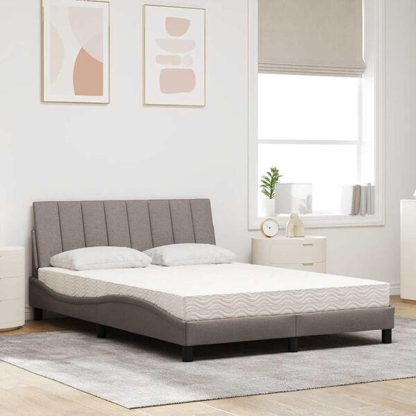 vidaXL Bed met matras "Hanko" stof taupe 140x190 cm
