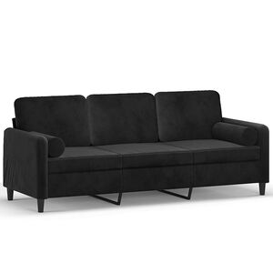 vidaXL Driezitsbank met sierkussens 180 cm fluweel zwart