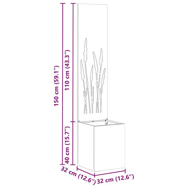 vidaXL Tuin Privacy Screen Fretwerk Roestig 32 x 140 cm Cortenstaal