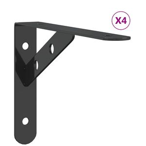 vidaXL Plankdragers 4 st 20x2,5x14 cm roestvrijstaal zwart