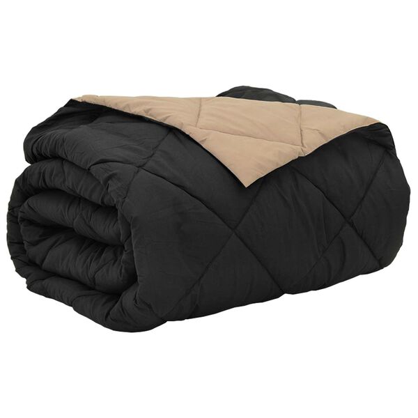 vidaXL Zomerdekbed Zwart en Taupe 240 x 260 cm Microfiber