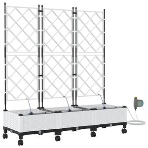 vidaXL Tuin Pot met Irrigatie en Wielen 3 st Wit 120 x 40 x 132 cm PP