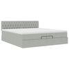 vidaXL Ottoman bed met matras 200x200 cm fluweel lichtgrijs