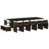 vidaXL 15-delige Tuinset met kussens poly rattan bruin