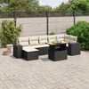 vidaXL 8-delige Loungeset met kussens poly rattan zwart