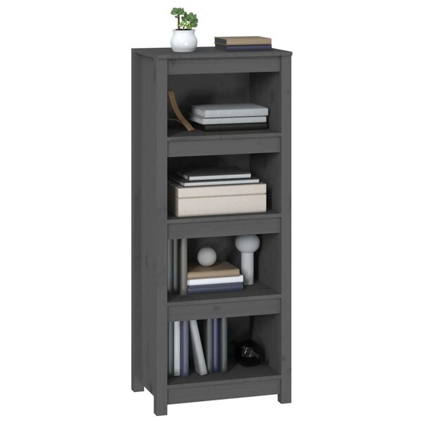 vidaXL Boekenkast 50x35x125,5 cm massief grenenhout grijs