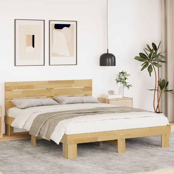 vidaXL Bedframe hoofdeinde zonder matras 150x200 cm massief hout eiken