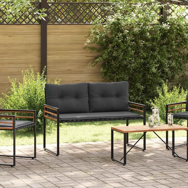 vidaXL Houten Laag Bank met kussen Effen Middelgrijs 114 x 55 x 77 cm