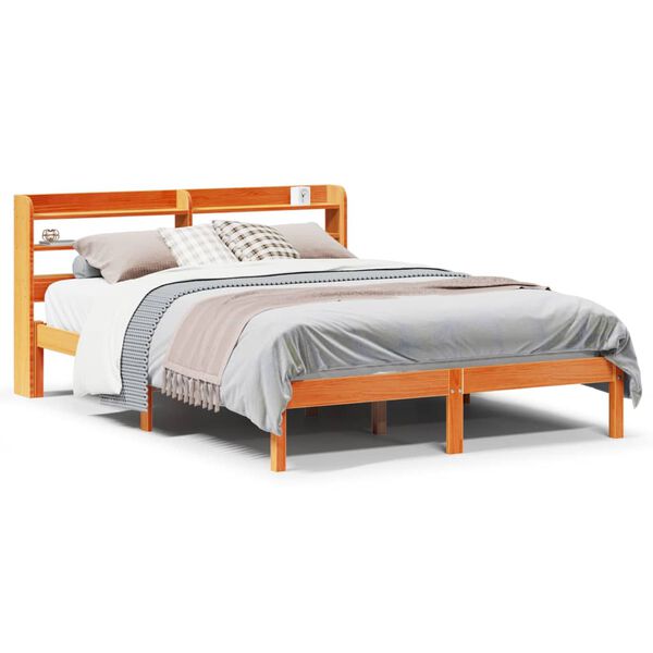 vidaXL Bedframe met hoofdbord massief grenenhout wasbruin 120x200 cm