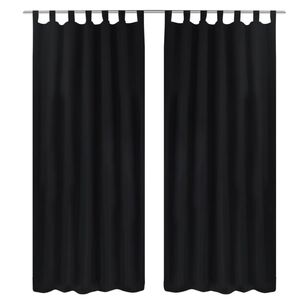 vidaXL Micro-Satijnen Gordijnen met Ringen 140 x 175 cm 2 stuks (Zwart)