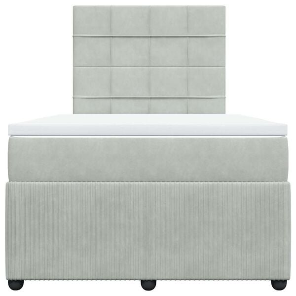 vidaXL Boxspring met matras fluweel lichtgrijs 120x200 cm