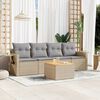 vidaXL 5-delige Loungeset met kussens poly rattan beige