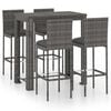 vidaXL 5-delige Tuinbarset met kussens poly rattan grijs