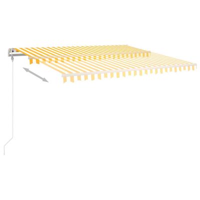 vidaXL Luifel handmatig uittrekbaar met palen 4x3 m geel en wit