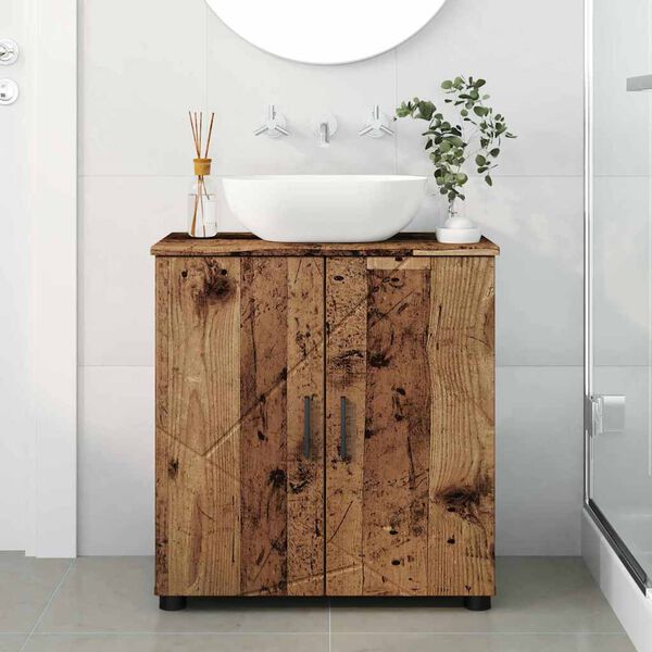 vidaXL Badkamer Kast Oud Hout 61 x 35 x 64 cm Bewerkt hout & Metaal