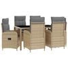 vidaXL Buiten eettafelset 7 pcs Beige en Licht Grijs 150 x 90 x 75 cm