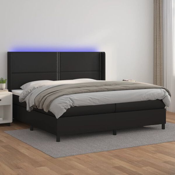vidaXL Boxspring met matras en LED kunstleer zwart 200x200 cm