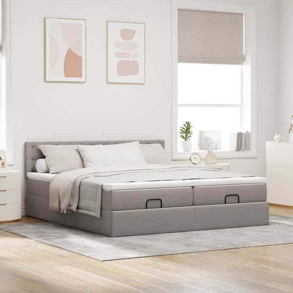 vidaXL Ottoman bed met matrassen 160x200cm stof taupe