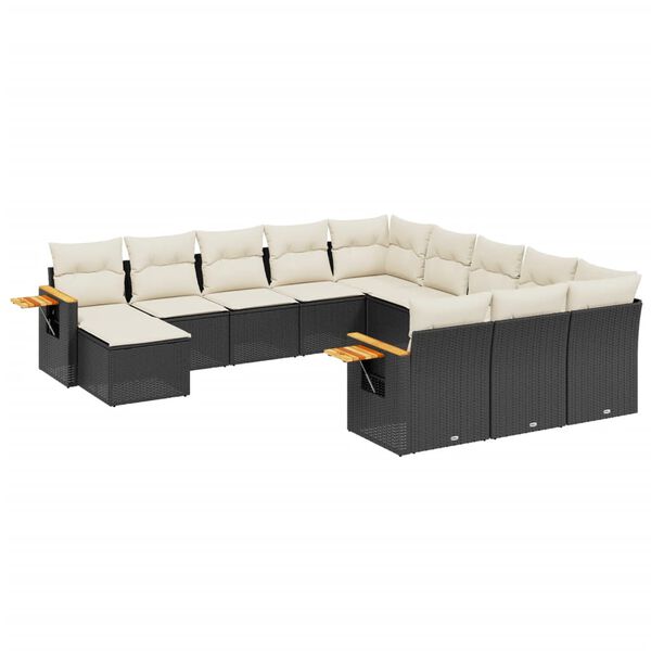 vidaXL 11-delige Loungeset met kussens poly rattan zwart