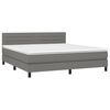 vidaXL Boxspring met matras stof donkergrijs 160x200 cm
