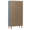 vidaXL Vitrinekast MOLDE 90x35x175 cm massief grenenhout grijs