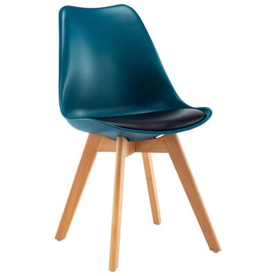 vidaXL Eetkamerstoelen 2 st kunstleer turquoise en zwart