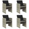 vidaXL Tuinstoelen 4 st met kussens poly rattan lichtgrijs