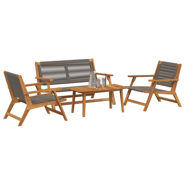 vidaXL Tuinstoelen met Tafel 4 pcs Grijs Massief acaciahout