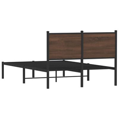 vidaXL Bedframe met hoofdbord metaal bruin eikenkleurig 120x200 cm